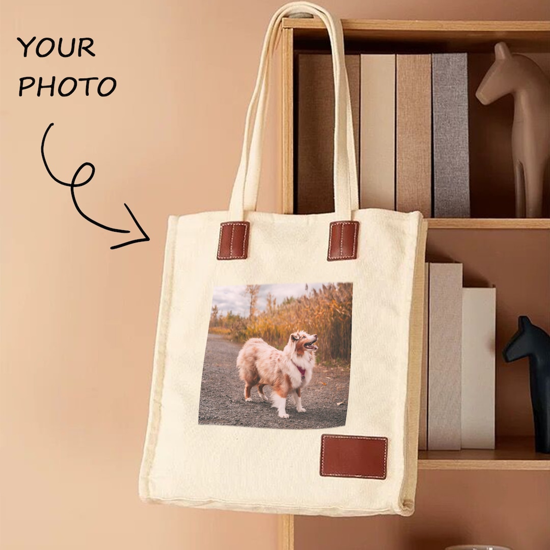 Custom Photo Thick Canvas Tote Bag, Custom Tote, Canvas Bag With