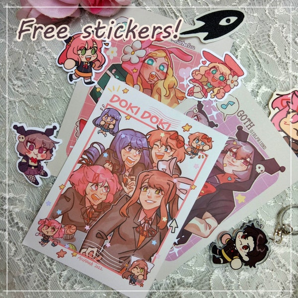 Free sticker Doki-doki Literature club DDLC postcard A6 artprint
