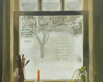 Window View Art Print - 'Winter Windowsill' - by Julia Mistele - Signed