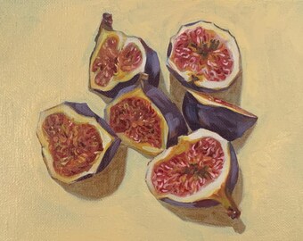 Fig Art Print - 'Fruit Painting on Yellow' - by Julia Mistele - Signed