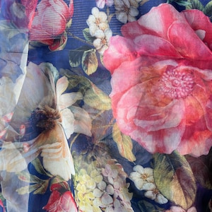 Blue floral saree/organza saree/partywear sari