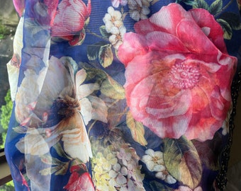 Blue floral saree/organza saree/partywear sari