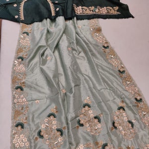 Russian silk saree,,,,embroidered saree,,,,,unique sari