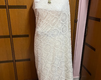 Elegant White Chikankari Georgette Saree with Stone Detail