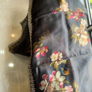 Black saree floral saree organza Partywear sari