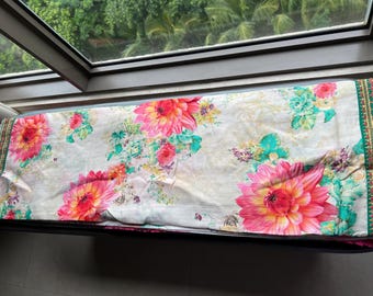 Sari floral blanco, sari con estampado digital, saris de fiesta