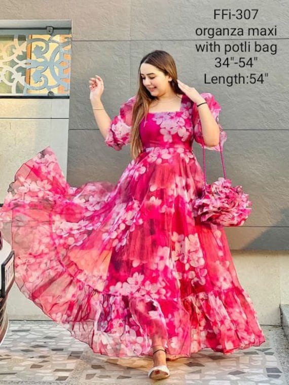 Floral organza dress deals