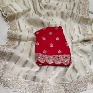 Striped white kora saree beautiful sarees