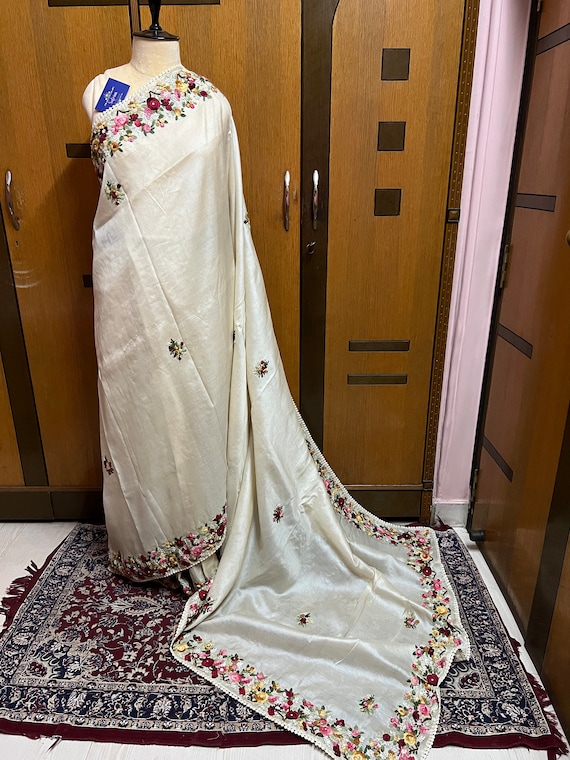 Tussar Embroidered Saree,,,,Women Saree