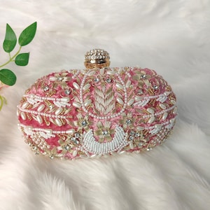 Bolso clutch bordado cóctel rosa puré