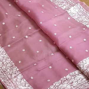 Parsi inspired organza saree,,,,,organza silk saree,,,,partywear sari