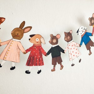 Süße Haustiere Girlande, Papiergirlande, Kinderpartydekoration, Geburtstagsdekoration, Katzengirlande, Hundegirlande, Häschengirlande