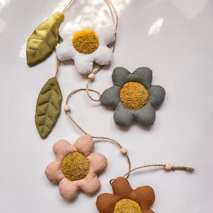 Linen Flower Garland: Handmade Boho Nursery Decor