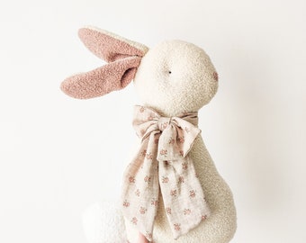 Soft Bunny Cushion, mascot, boucle rabbit shaped cushion, bunny pillow, rabbit decoration