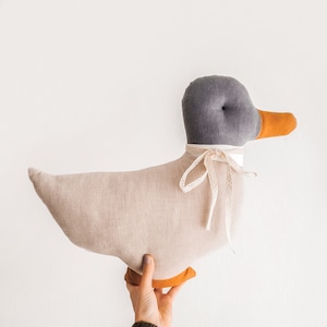 Duck shaped cushion, blue duck, duck pillow, decorative soft duck, bed decoration, duck mascot, linen duck, cloth duck