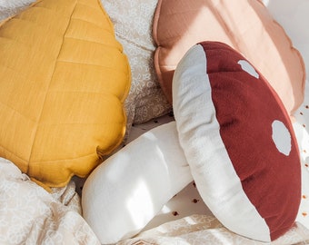 Toadstool-Shaped Cushion:  Linen Mushroom Decoration | Forest Home Accent