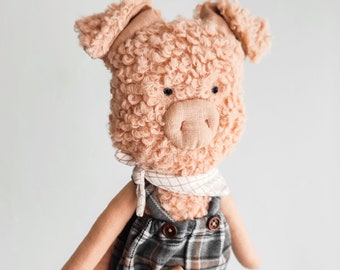 Unique pig doll, linen pig, pig toy, pig mascot, soft doll, artistic mascot, pig plushie