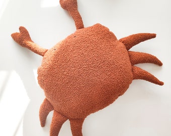 Boucle Crab Cushion, Crab shaped cushion, Marine pillow, seaside decoration, maritime cushion, sea cushion, crab mascot