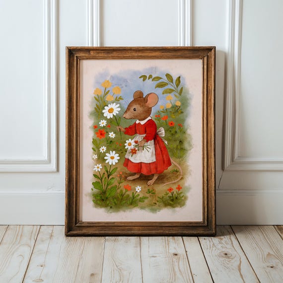 Nursery Poster with Mouse Illustration: Whimsical Nursery Wall Decor