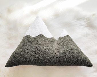Dark Gray Mountain Cushion, mountains shaped cushion, mountain pillow, mounitain decoration, forest cushion