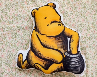 Handmade Winnie the Pooh Cotton Cushion: Nursery Decor Pillow
