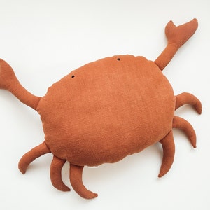 Linen Crab Cushion, Crab shaped cushion, Marine pillow, seaside decoration, maritime cushion, sea cushion, crab mascot