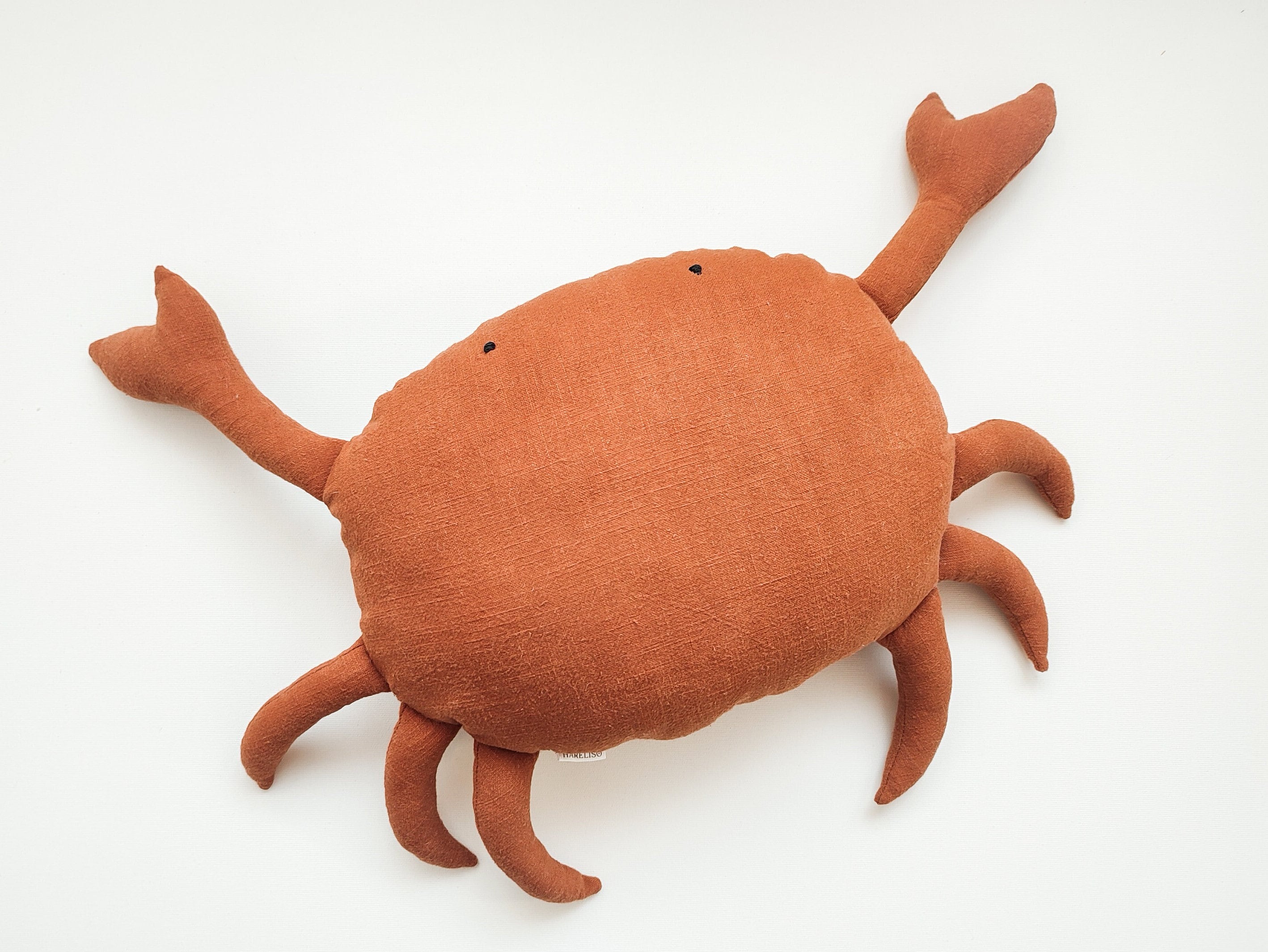 Linen Crab Pillow: Handmade Nautical Cushion