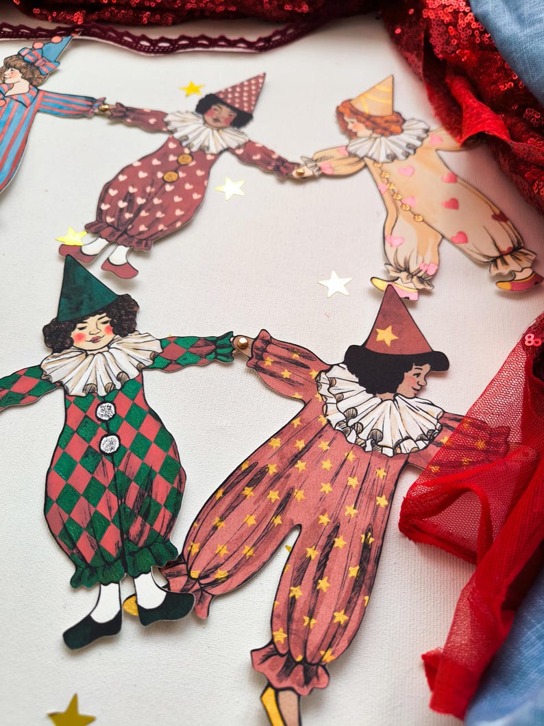 Handmade Paper Clown Garland: Circus Party Decoration - Etsy