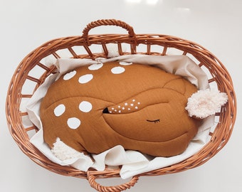 Deer-Shaped Cushion • 100% Linen Woodland Home Accent