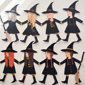 Witches garland, witches paper garland, Halloween Decoration, witchy decoration