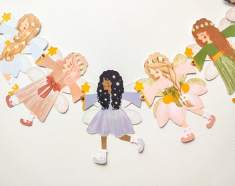 Fairies Garland, children paper garland, Kids Party Decoration, Birthday decoration, fairy garland, girls garland, magic garland