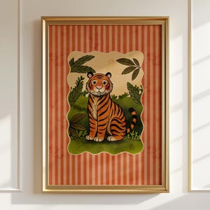 Tiger in the Jungle Art Print, tiger poster , nursery wall decor, watercolor wall print art