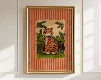 Tiger in the Jungle Art Print: Whimsical Nursery Decor