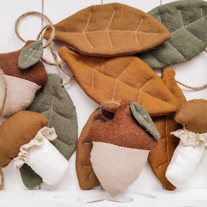 Linen Leaves Garland, autumn garland, forest garland, leaf garland, fall garland, autumn decoration, thanksgiving garland