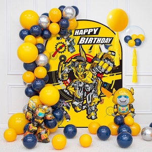Bumblebee Prime Transformers thema verjaardagsdecoratie, Bumblebee prime verjaardagsfeestje ballonset, Transformers Party, kinderverjaardagsfeestje