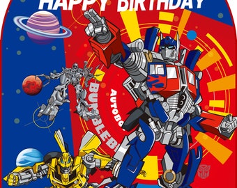 Toile de fond personnalisée pour anniversaire de héros robot, bannière d'anniversaire sur le thème Transformer personnalisée, arrière-plan de la cabine Photo, fichier numérique