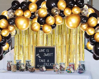 Decorazioni per Feste di Compleanno Nere e Dorate per Uomini Palloncini di Buon Compleanno per Lui con Striscione Tende a Frange Palloncini Birra