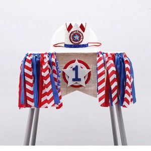 Birthday Banner. Captain America Highchair Banner. Avenger 1st birthday Banner, 1st birthday banner. Superhero banner. Custom banner image 1