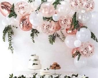 Decoraciones de fiesta de cumpleaños de oro rosa Kit de guirnalda de globos de oro rosa, Decoración de baby shower y Decoraciones para fiesta de compromiso
