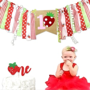 Strawberry Theme Banner For 1st Birthday, Strawberry Theme High Chair Banner, Strawberry Theme Party, High Chair Banner,Strawberry