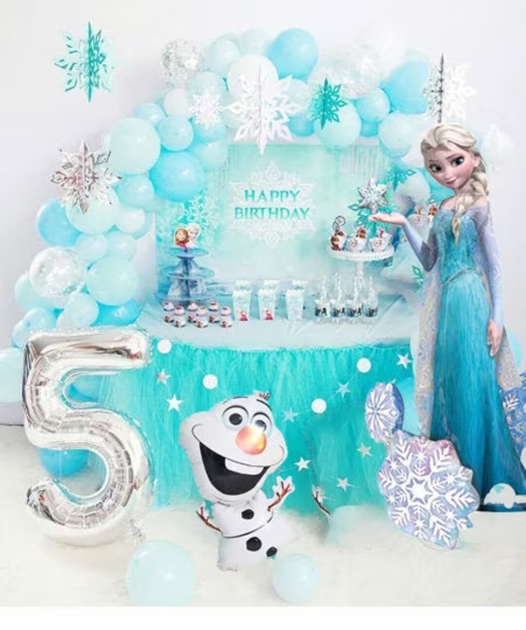 Kit/ensemble de ballons de fête d'anniversaire Disney Frozen, décoration de  fête à thème Disney Frozen, guirlande congelée, fournitures de fête pour  filles Anna et Elsa -  France