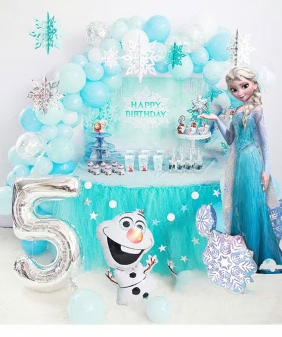 Kit de suministros de decoración de fiesta de cumpleaños de Frozen,  decoraciones de fiesta de cumpleaños