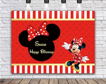 Fondo de cumpleaños de Mickey Mouse, pancarta de cumpleaños de Mickey, decoraciones para baby shower, decoración de cumpleaños con temática de Mickey, juego de fiesta de cumpleaños de Mickey