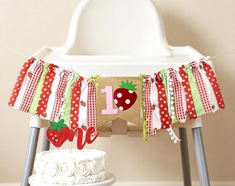 Strawberry Theme Banner For 1st Birthday, Strawberry Theme High Chair Banner, Strawberry Theme Party, High Chair Banner,Strawberry