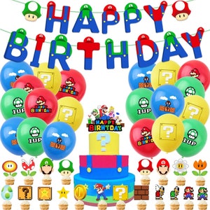 Super Mario Theme Happy Birthday Party Balloon Banners Set Kid Children Birthday Party Supplies Decor Balloons Boy Or Girl Toy
