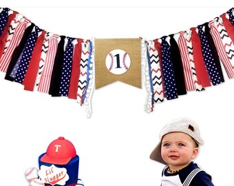 Estandarte de béisbol para el 1er cumpleaños, estandarte de la silla alta de béisbol, fiesta temática de béisbol, estandarte de la silla alta del 1er cumpleaños, estandarte de béisbol
