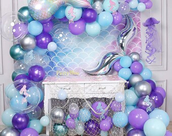 Meerjungfrau Motiv Geburtstag Ballon Girlande Kit,Meerjungfrau Motiv Geburtstag Dekor, Meerjungfrau Thema Party Dekor,Meerjungfrau Thema Ballon Bogen