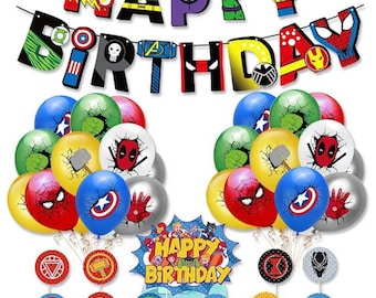 Decoraciones para fiestas de cumpleaños de superhéroes, artículos para fiestas de cumpleaños de los Vengadores, kit de guirnalda de globos de superhéroes, decoración para fiestas de niños, fiesta infantil de superhéroes