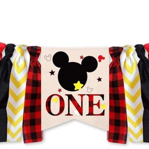 Mickey Mouse Kids First Birthday Highchair Banner,Mickey Mouse 1st Birthday Decorations, 1st birthday Highchair Banner