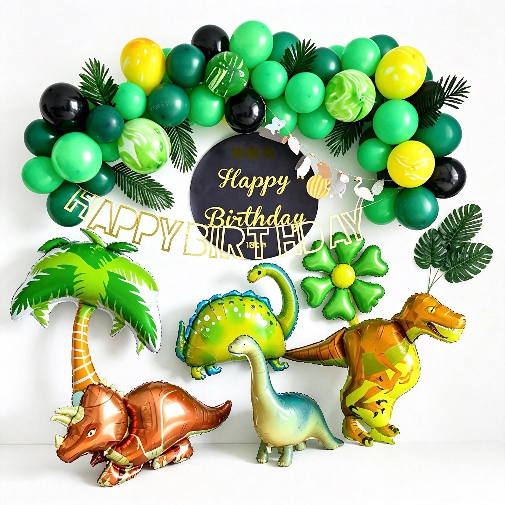 Ballons Décoration 1 An Garçon – Set Dinosaure Avec Ballon Géant Numéro 1, 12 Ballons Assortis, Thème Dinosaure